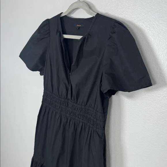 Quince Organic Poplin Cotton Black Tiered Maxi Dress with Pickets size medium - Picture 4 of 10